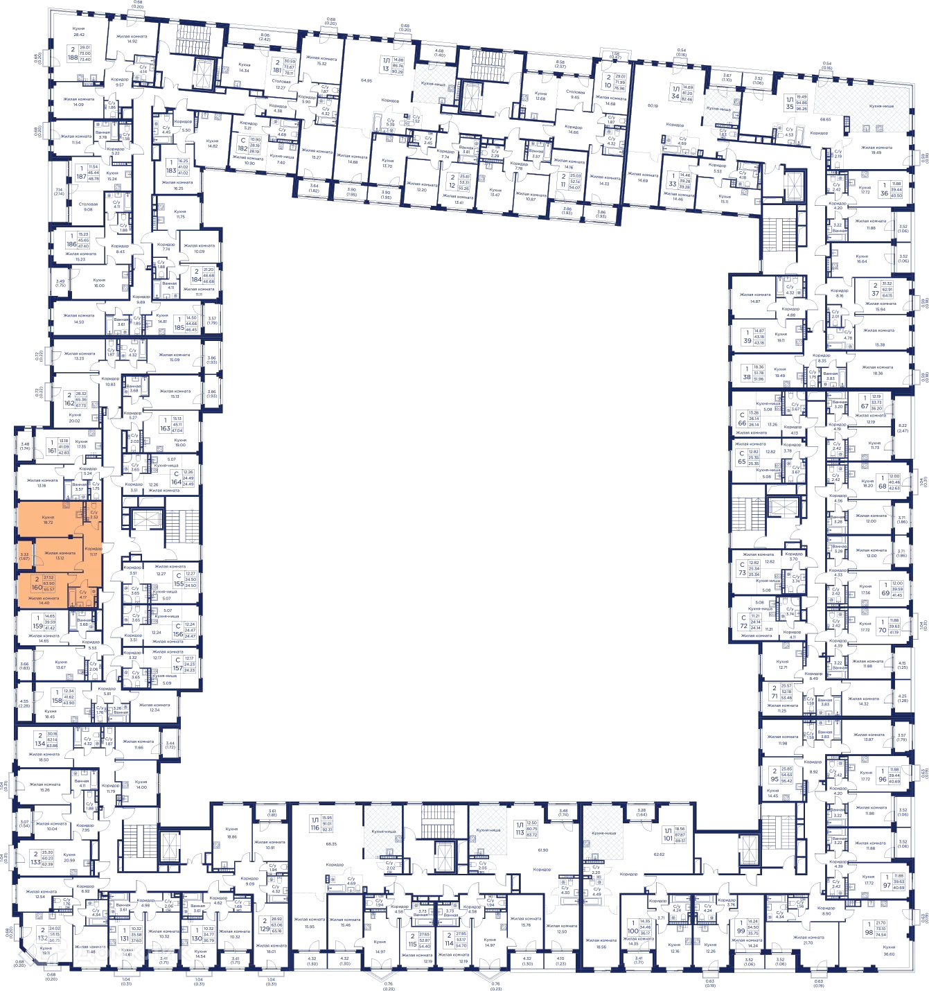 Планировка 2-комнатной квартиры 65.57 м² в ЖК Кронфорт. Центральный, г. Санкт-Петербург — фото 7
