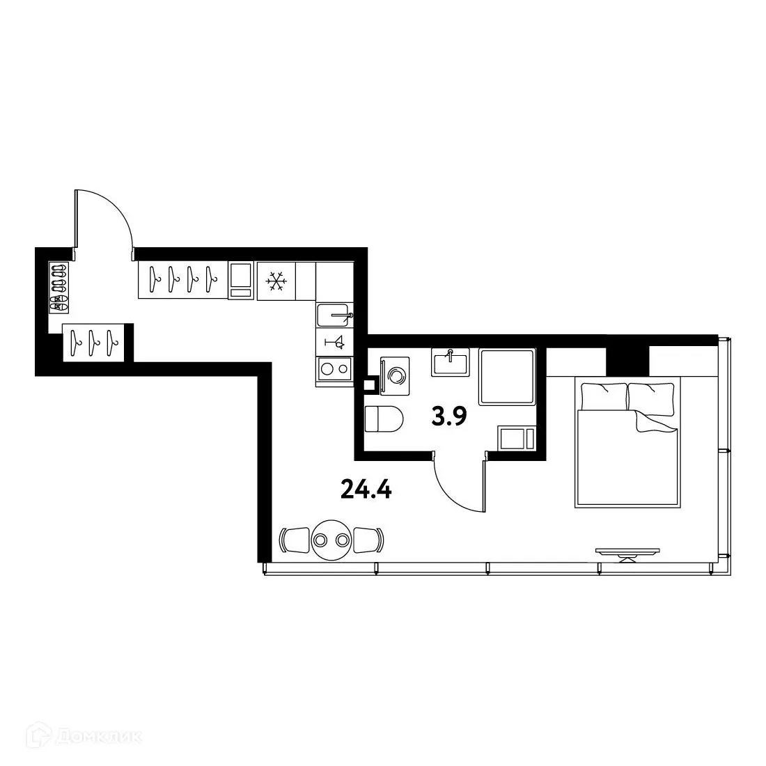 Планировка студии квартиры 28.3 м² в ЖК МОСКО, г. Санкт-Петербург — фото 1