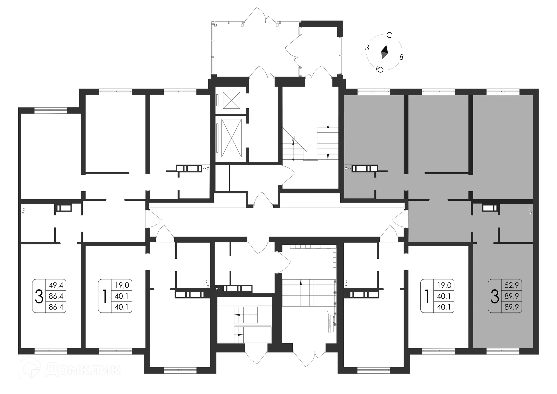 Планировка 3-комнатной квартиры 89.9 м² в ЖК Яблоневые сады, г. Воронеж — фото 21