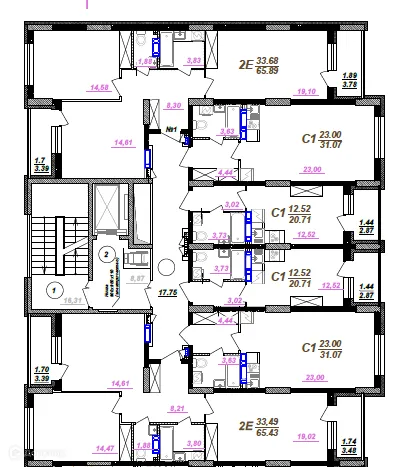 Планировка студии квартиры 31.07 м² в ЖК Победа поз. 3, г. Воронеж — фото 2
