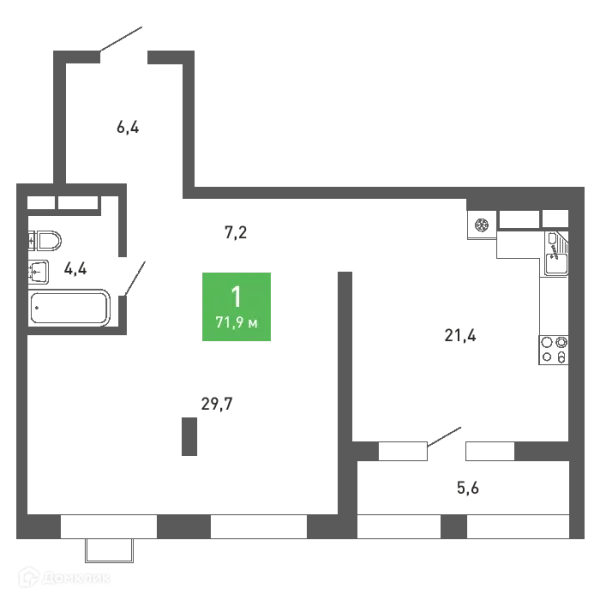 1 комн. в ЖК Ключи-клаб