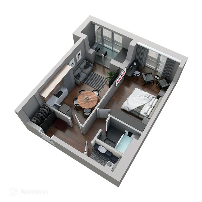 Планировка 2-комнатной квартиры 57.4 м² в ЖК Клубный дом "905", г. Улан-Удэ — фото 5