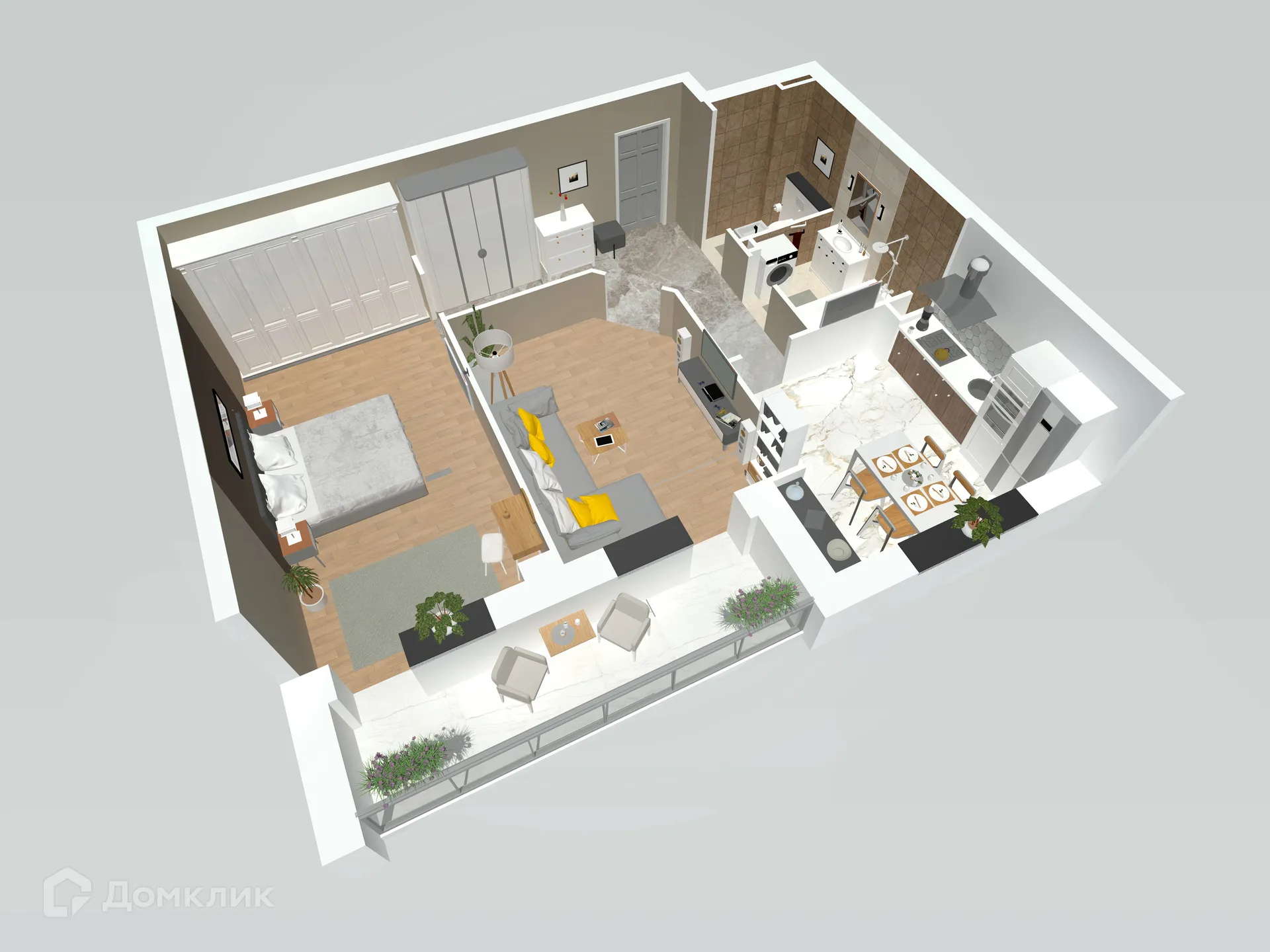 Планировка 2-комнатной квартиры 62.6 м² в ЖК Петровский парк, г. Волгоград — фото 3