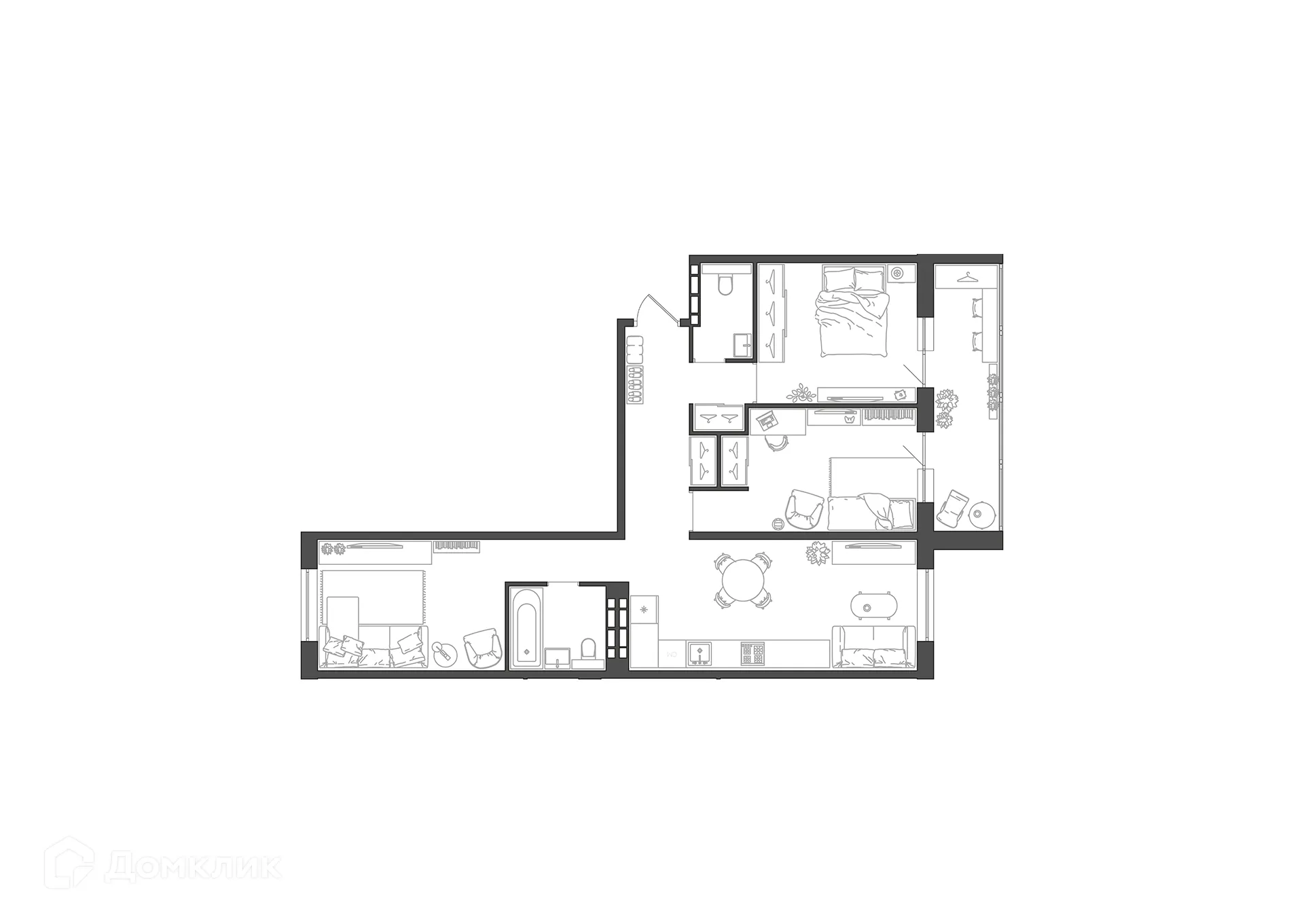 Планировка 3-комнатной квартиры 73.4 м² в ЖК Цех, г. Волгоград — фото 19