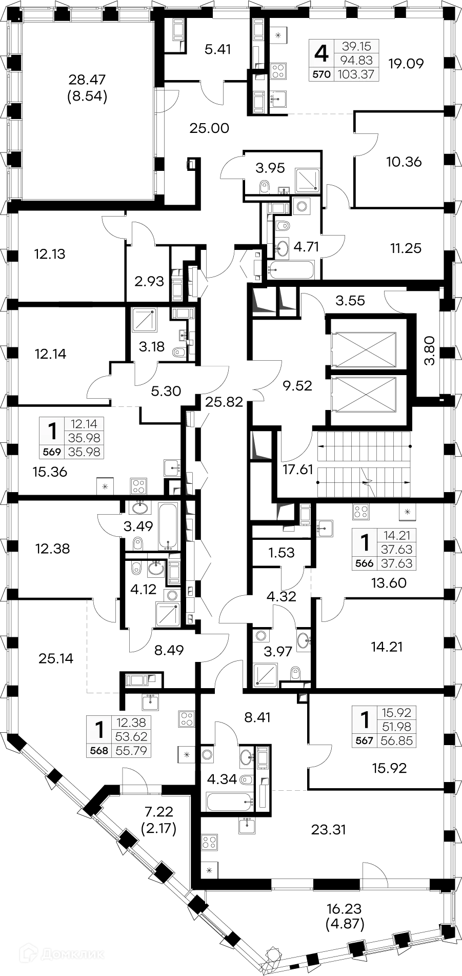 Планировка 1-комнатной квартиры 58 м² в ЖК GloraX Premium Василеостровский, г. Санкт-Петербург — фото 2