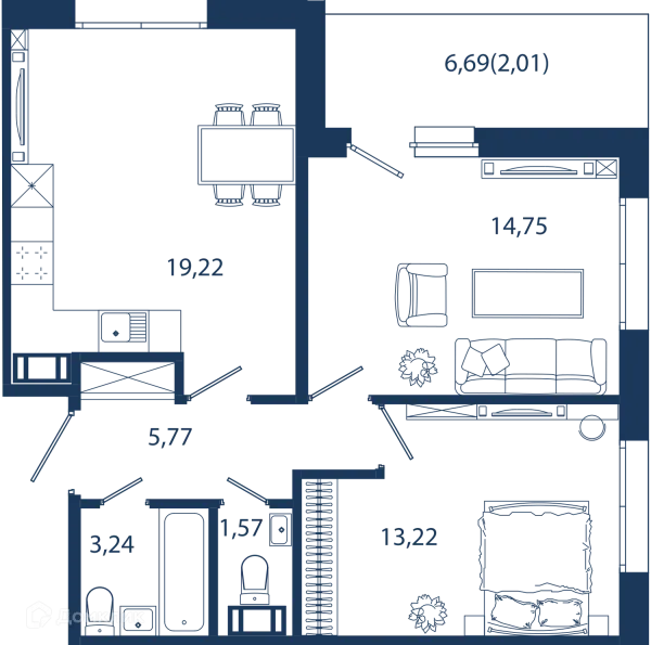 Квартира в ЖК "BEREG.Курортный" (Берег Курортный)