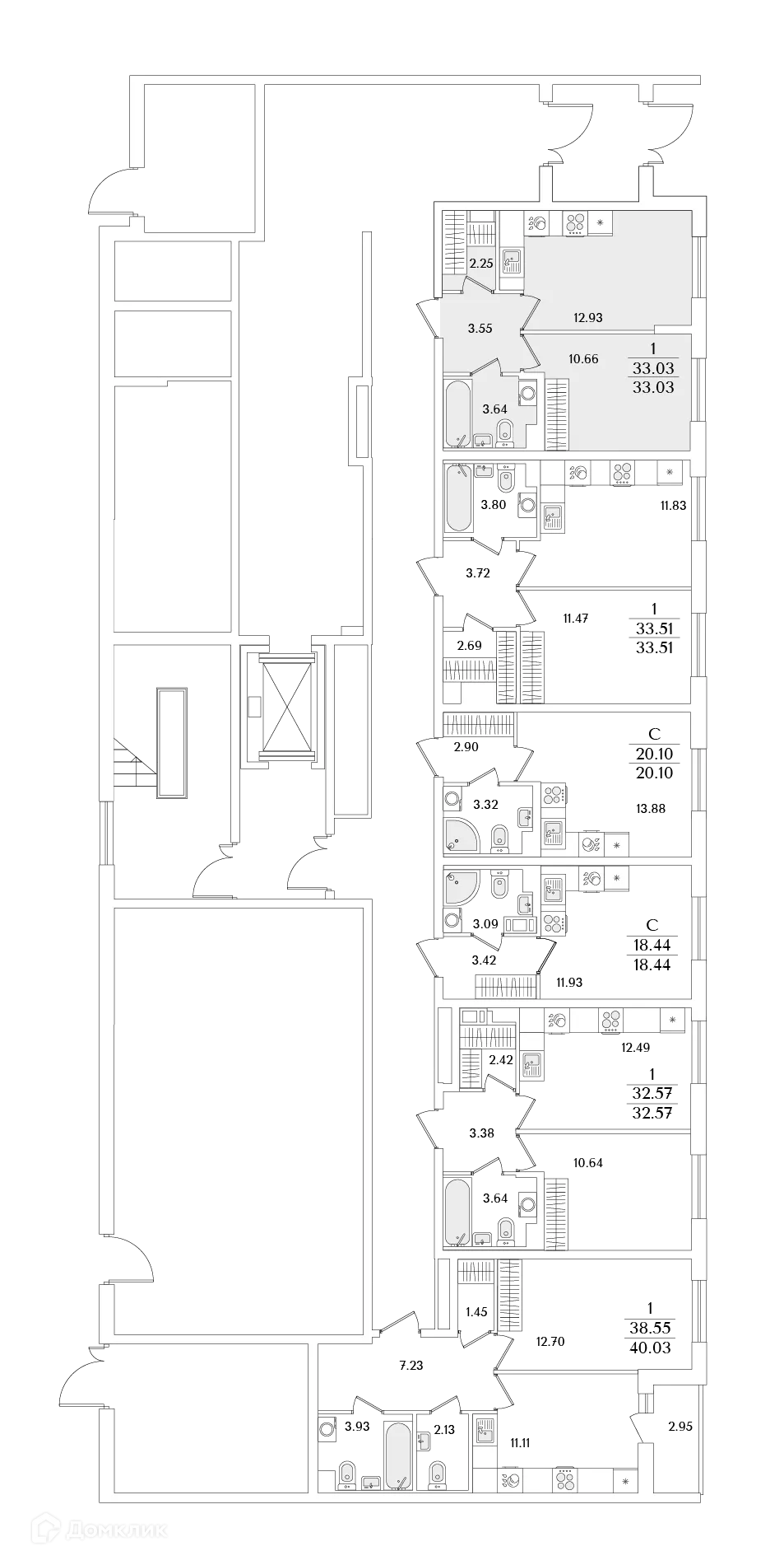 Планировка 1-комнатной квартиры 33.03 м² в ЖК Кинопарк, г. Санкт-Петербург — фото 2