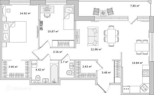 2 комн. в ЖК "ЦДС Dreamline (Дримлайн)"