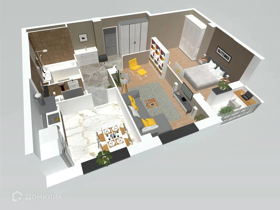 Планировка 2-комнатной квартиры 67.5 м² в ЖК Петровский парк, г. Волгоград — фото 4