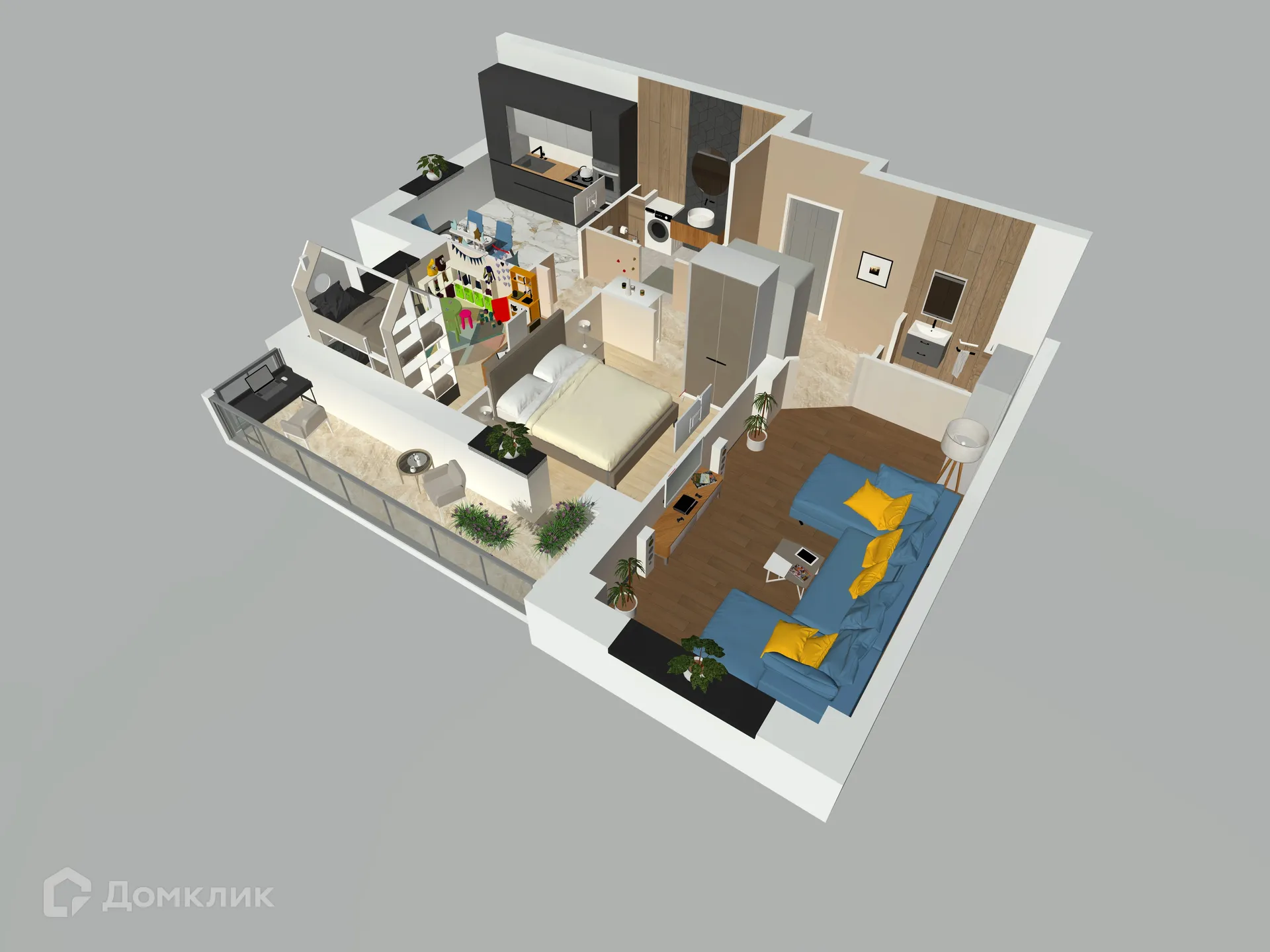 Планировка 3-комнатной квартиры 69.4 м² в ЖК Петровский парк, г. Волгоград — фото 3