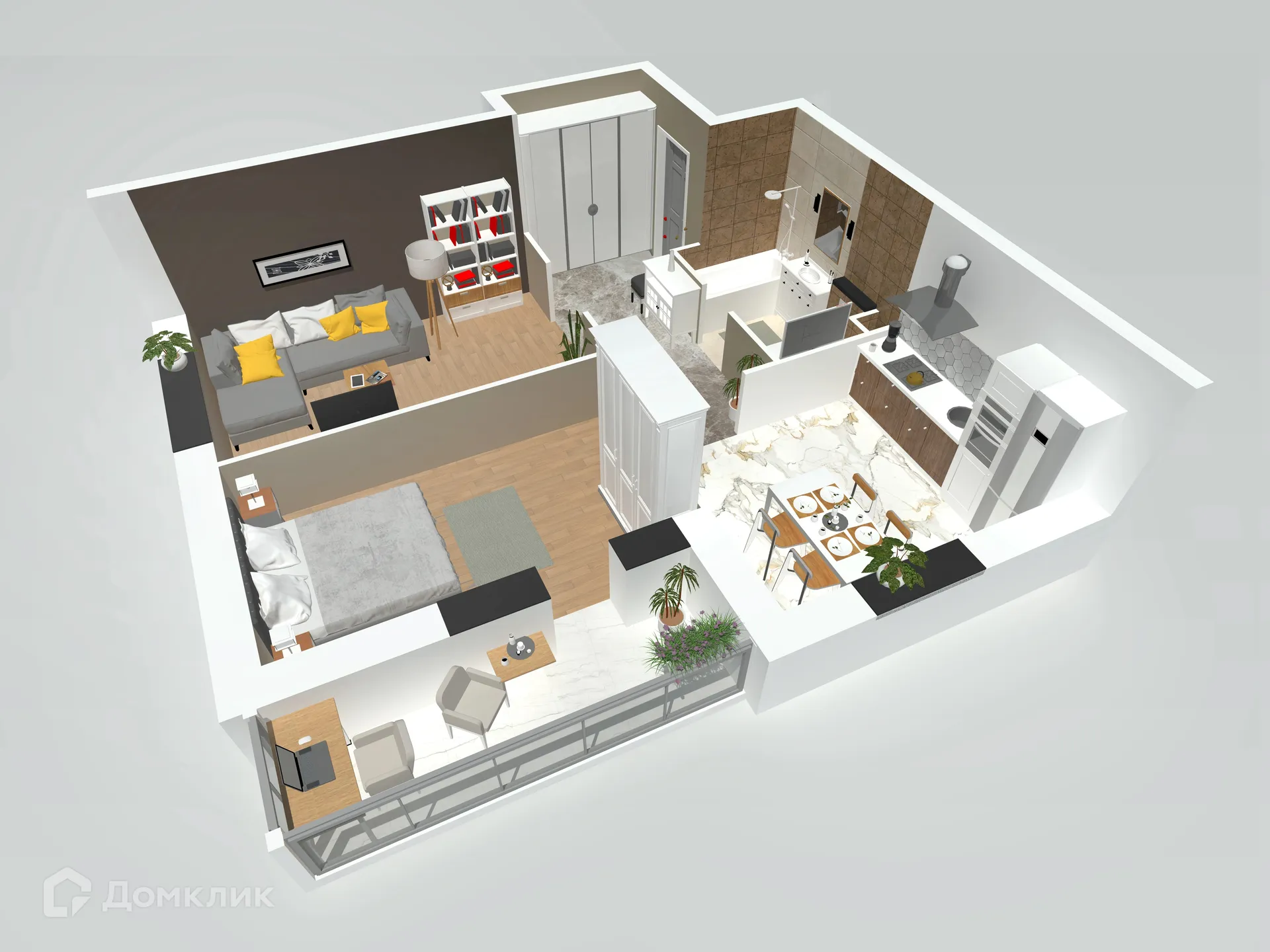 Планировка 2-комнатной квартиры 56.85 м² в ЖК Петровский парк, г. Волгоград — фото 3