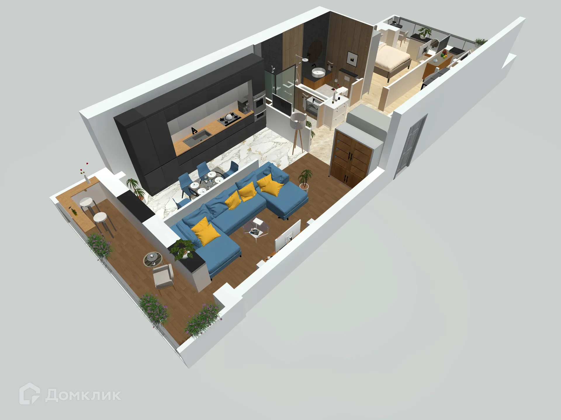 Планировка 3-комнатной квартиры 80.45 м² в ЖК Петровский парк, г. Волгоград — фото 3