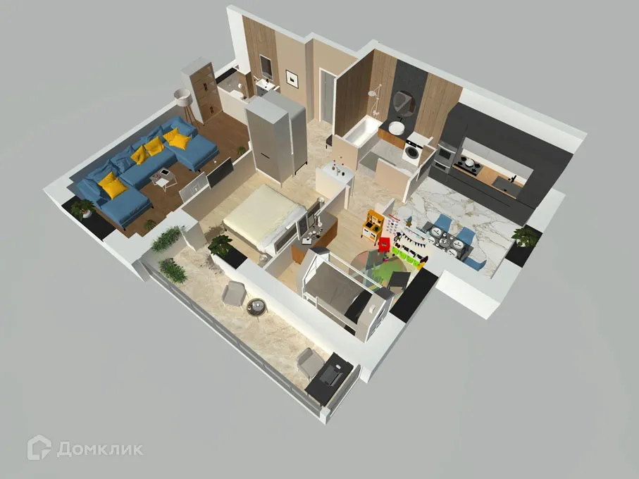 Планировка 3-комнатной квартиры 69.5 м² в ЖК Петровский парк, г. Волгоград — фото 3