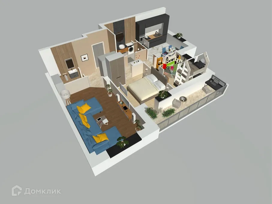 Планировка 3-комнатной квартиры 69.5 м² в ЖК Петровский парк, г. Волгоград — фото 4