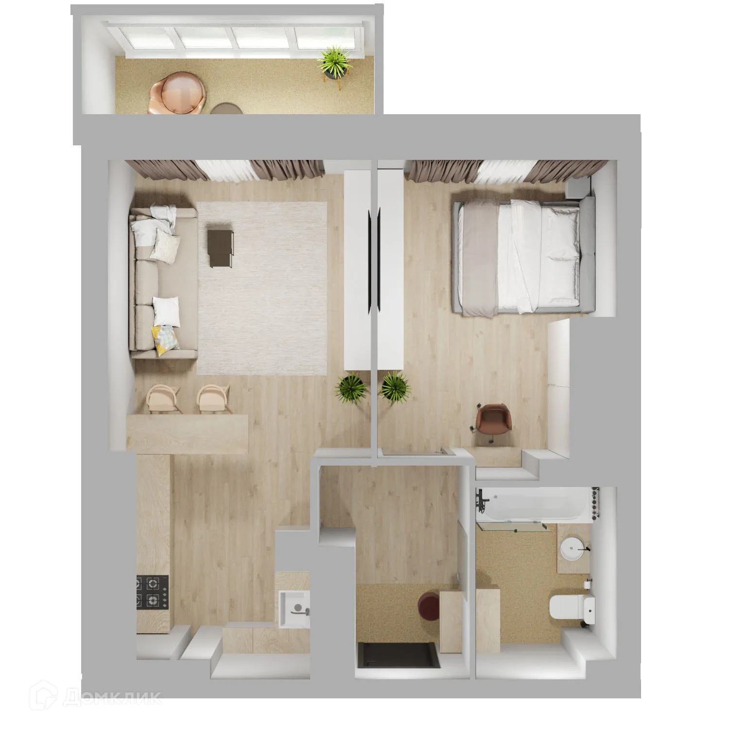 Планировка 2-комнатной квартиры 49.7 м² в ЖК 5 ВЕРШИН, г. Волгоград — фото 1