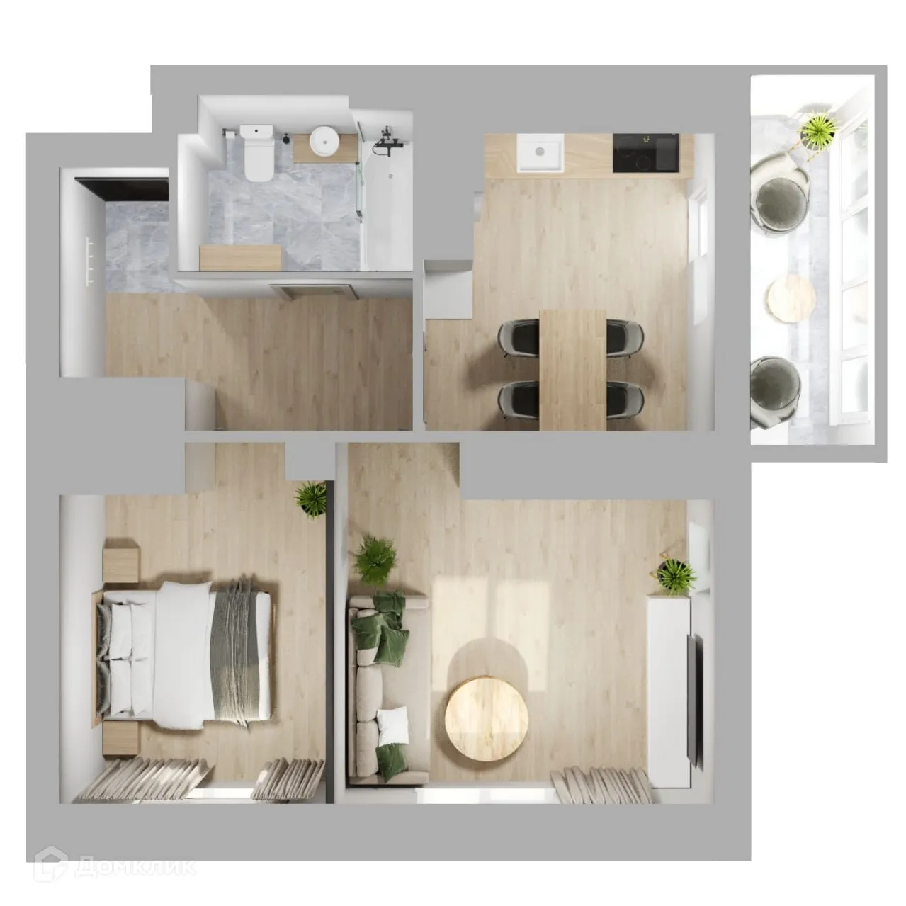 Планировка 2-комнатной квартиры 60.3 м² в ЖК 5 ВЕРШИН, г. Волгоград — фото 1