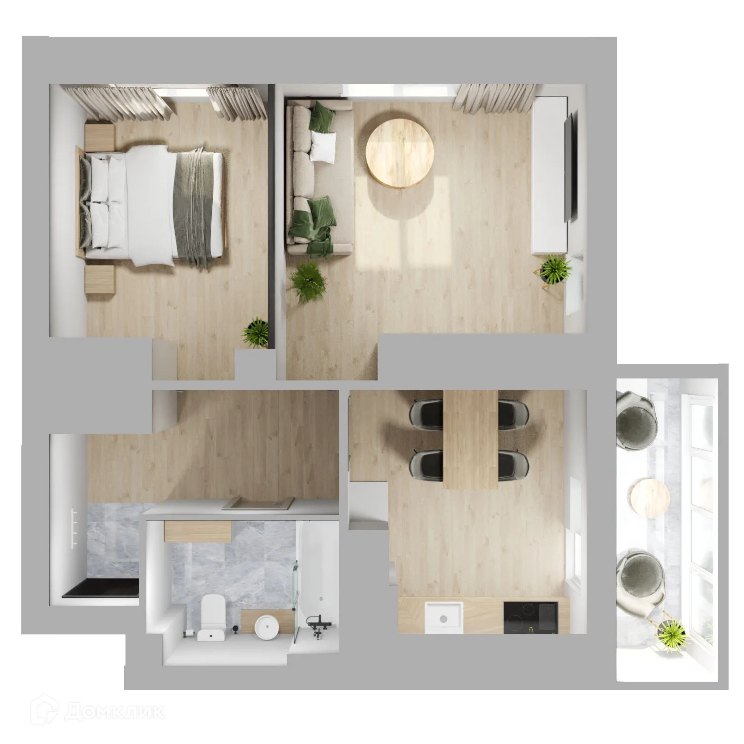 Планировка 2-комнатной квартиры 55.4 м² в ЖК 5 ВЕРШИН, г. Волгоград — фото 1