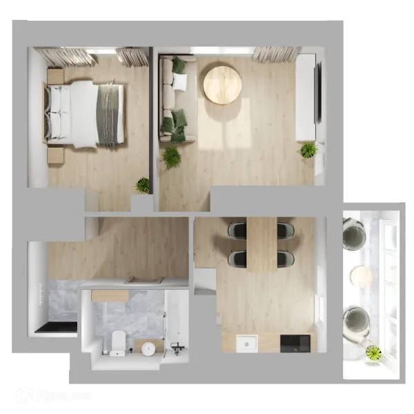 Планировка 2 комн. в ЖК 5 ВЕРШИН