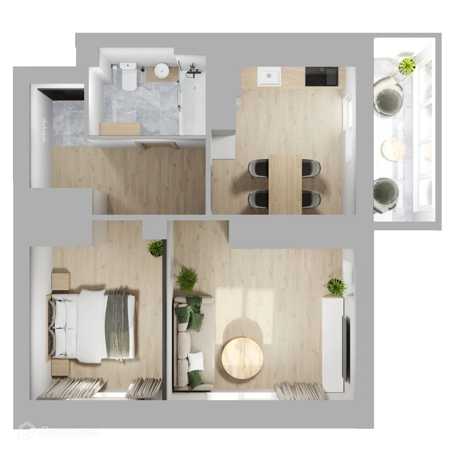 Планировка 2-комнатной квартиры 59.8 м² в ЖК 5 ВЕРШИН, г. Волгоград — фото 2