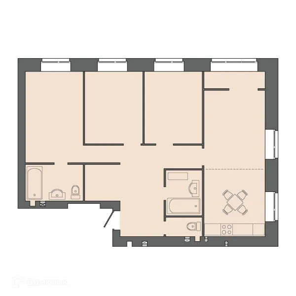 Планировка 4 комн. в ЖК КАРАМЕЛЬ