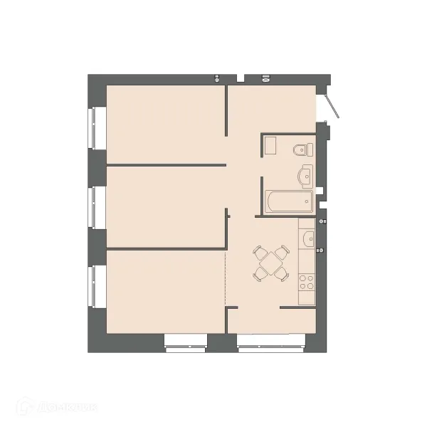 Планировка 3 комн. в ЖК КАРАМЕЛЬ