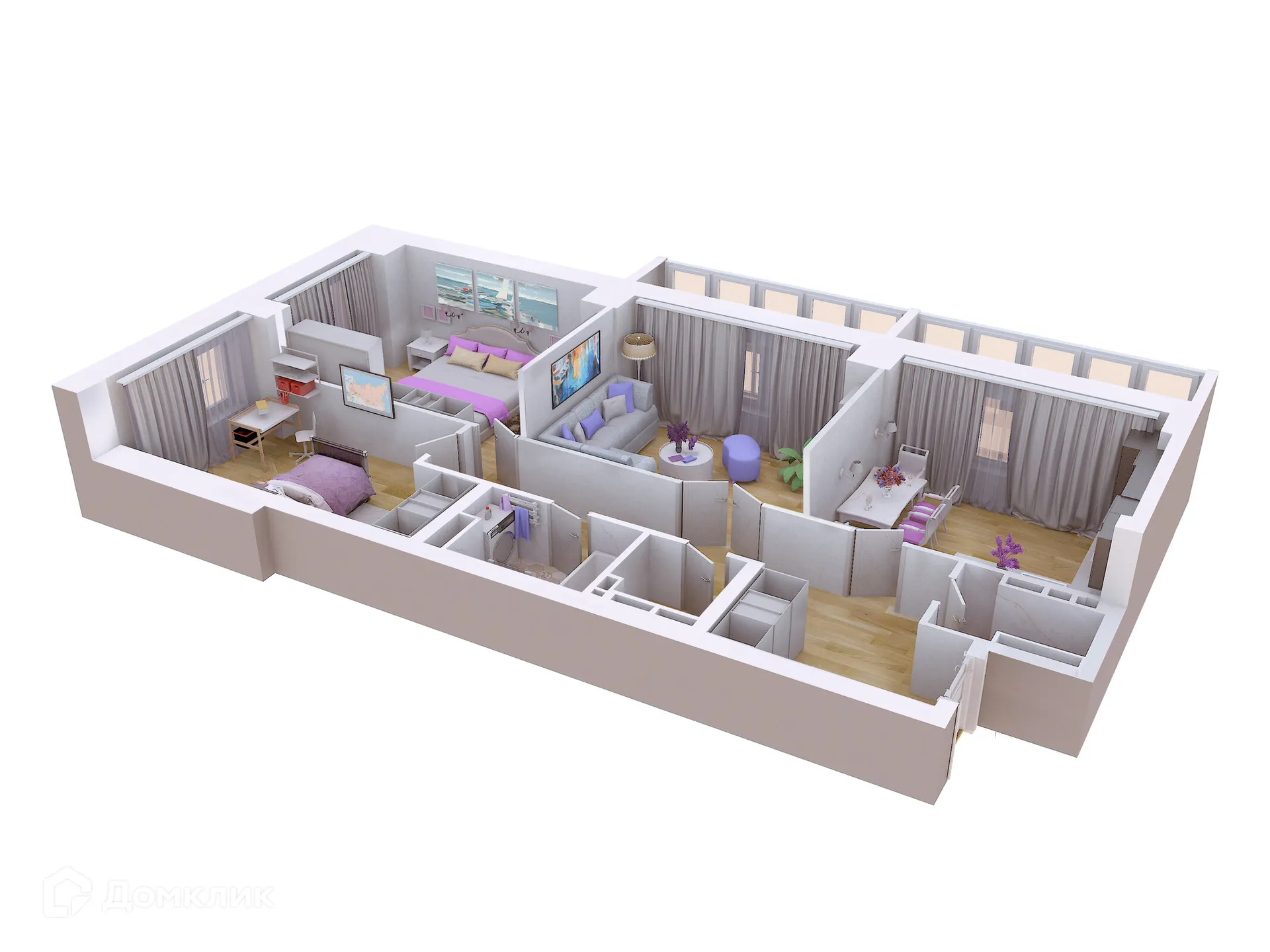 Планировка 3-комнатной квартиры 94.89 м² в ЖК Художники, г. Волгоград — фото 2