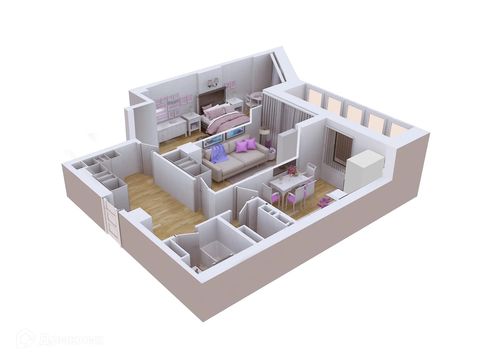 Планировка 2-комнатной квартиры 68.1 м² в ЖК Художники, г. Волгоград — фото 2