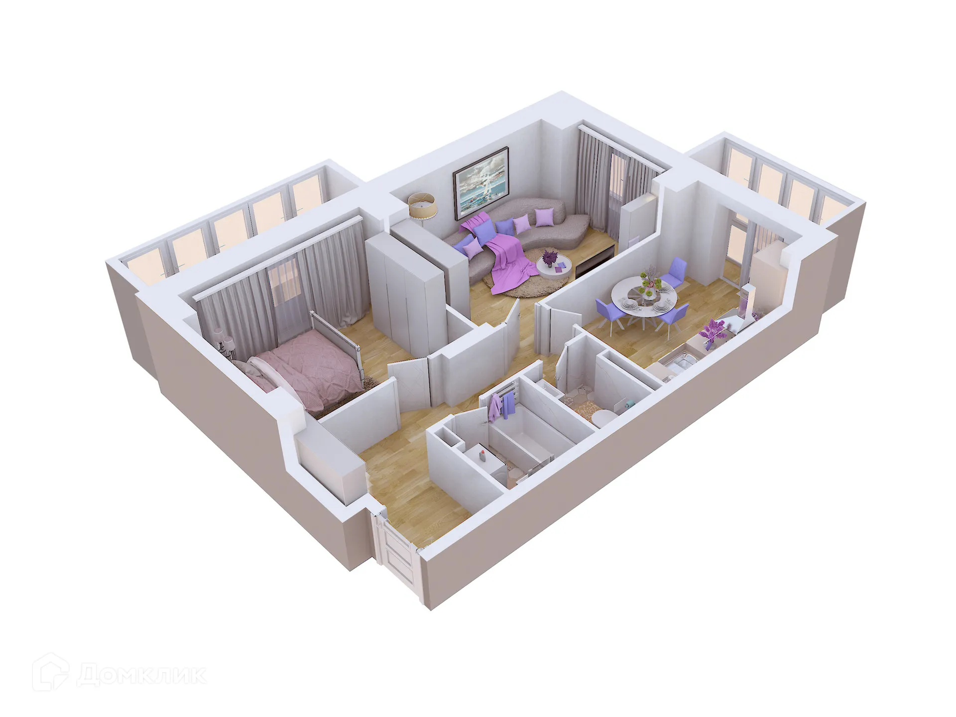 Планировка 2-комнатной квартиры 66.03 м² в ЖК Художники, г. Волгоград — фото 2