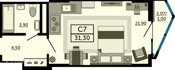 Квартира в ЖК"Акватория"