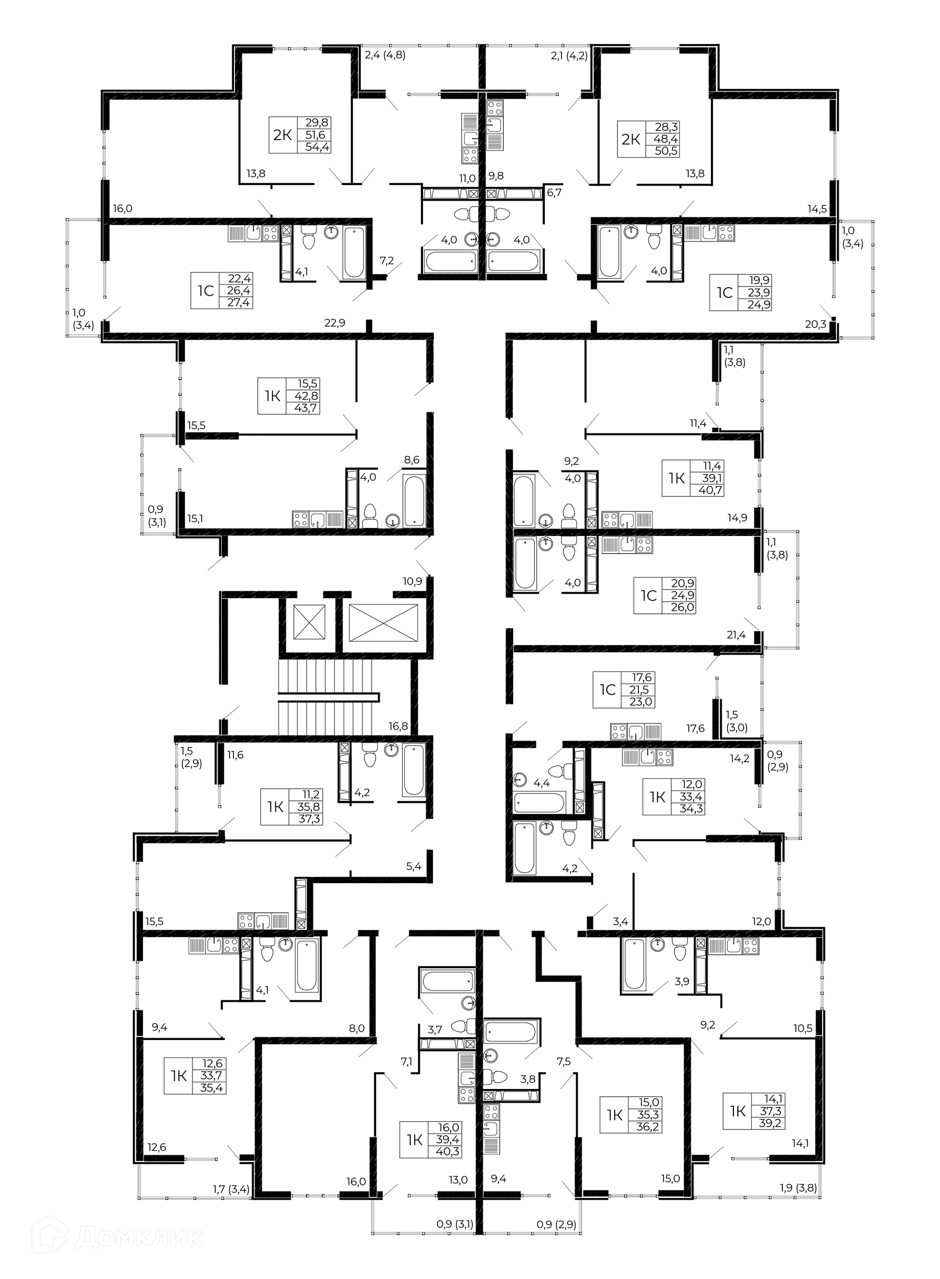 Планировка студии квартиры 23 м² в ЖК "Западные Аллеи", г. Ростов-на-Дону — фото 2