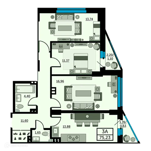 Квартира в ЖК Рубин