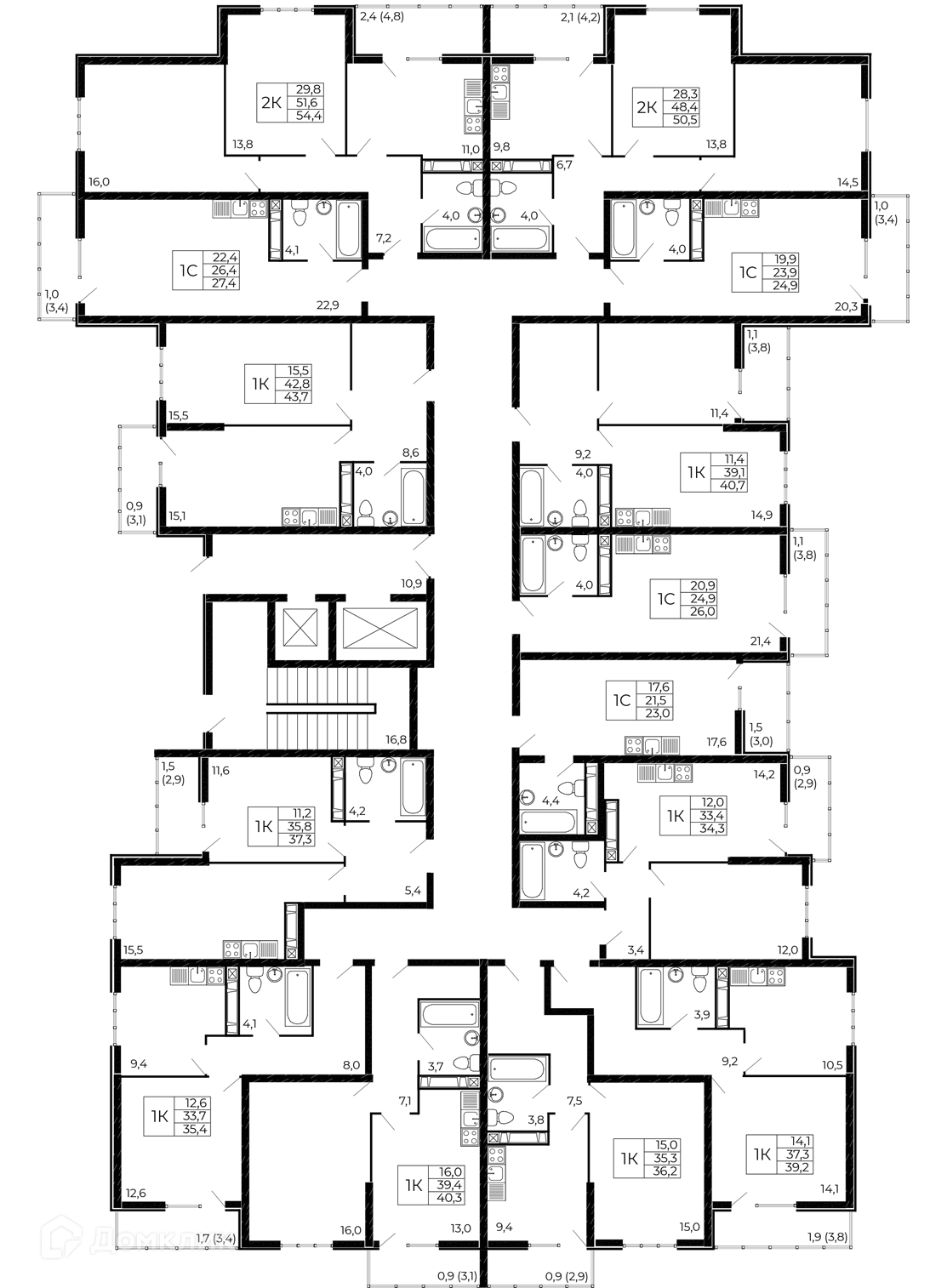 Планировка 1-комнатной квартиры 40.3 м² в ЖК "Западные Аллеи", г. Ростов-на-Дону — фото 2