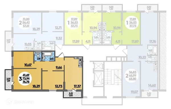 Планировка 3 комн. в ЖК Суворовский
