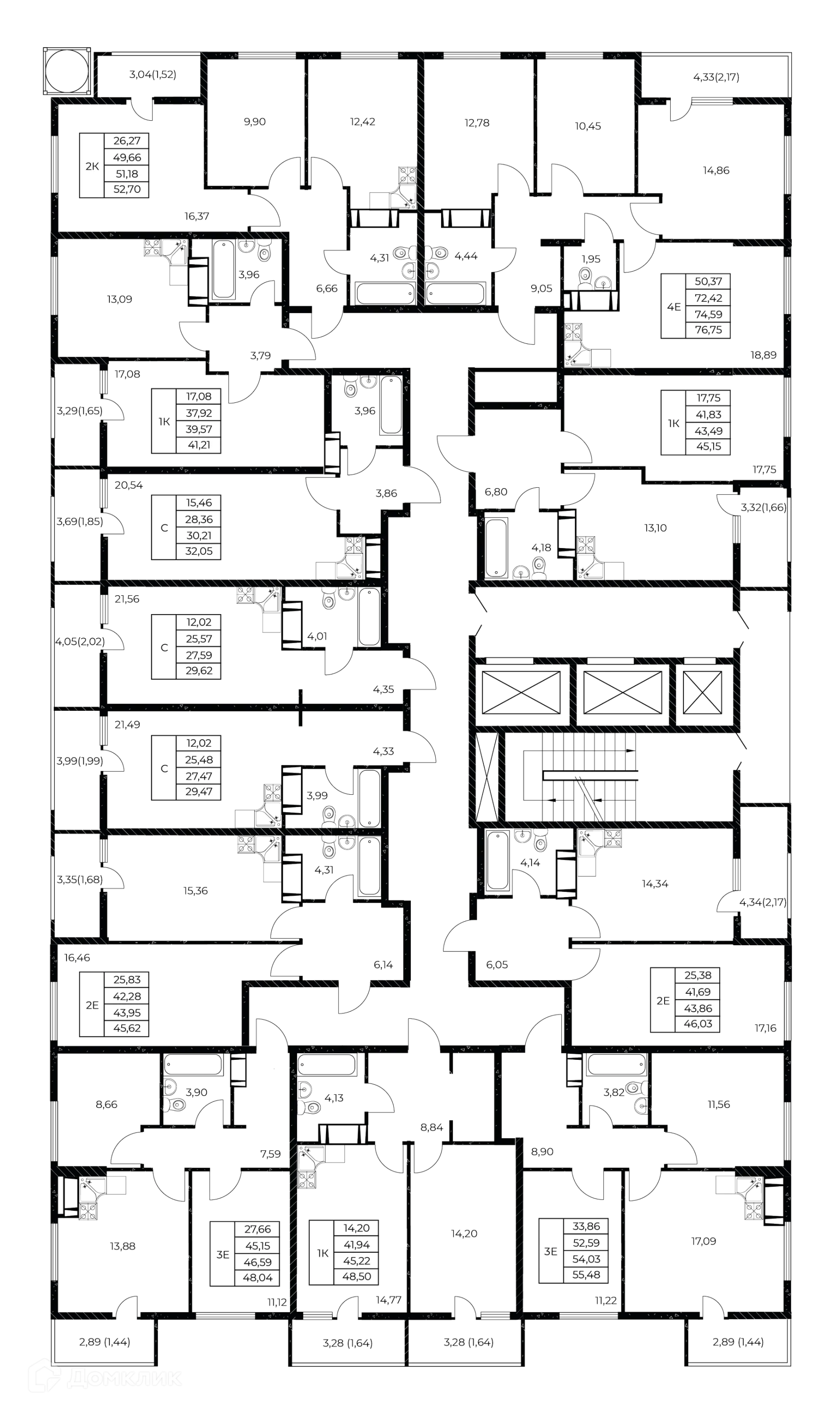 Планировка 2-комнатной квартиры 52.7 м² в ЖК Звезда Столицы 2, г. Ростов-на-Дону — фото 4