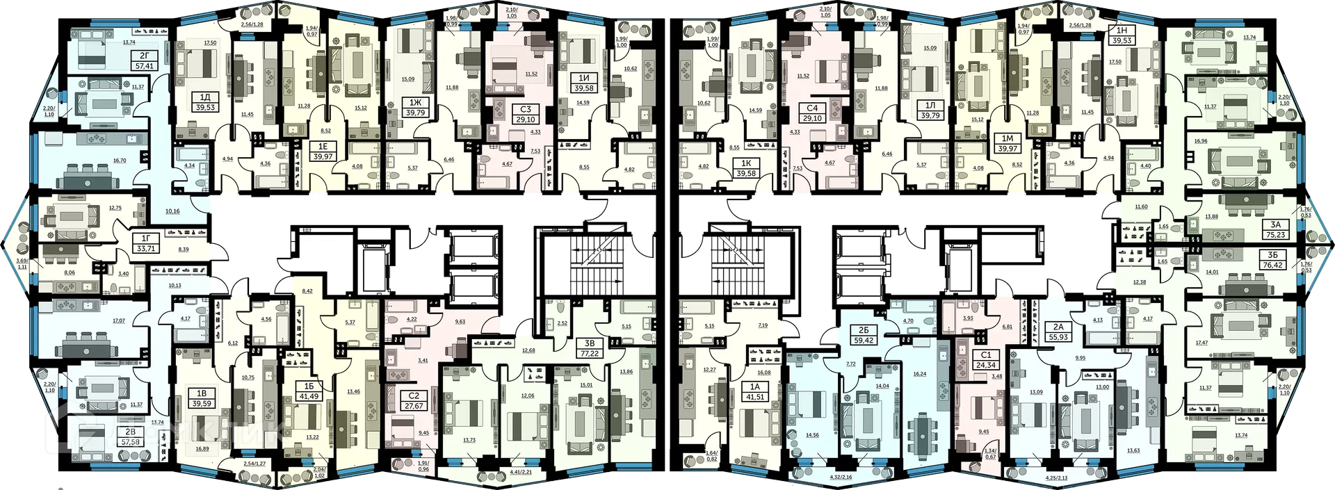 Планировка 3-комнатной квартиры 76.7 м² в ЖК Рубин, г. Ростов-на-Дону — фото 3