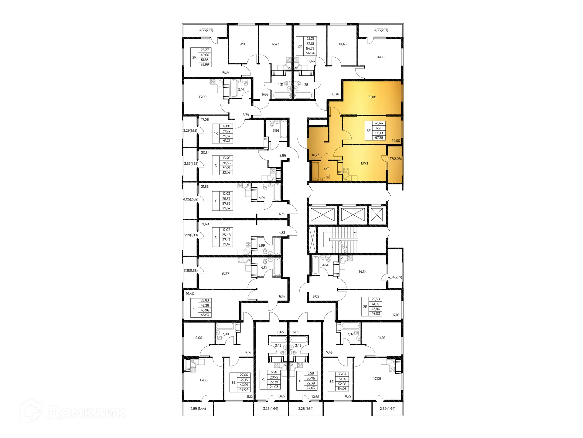 Планировка 2-комнатной квартиры 67.28 м² в ЖК Звезда Столицы 2, г. Ростов-на-Дону — фото 3