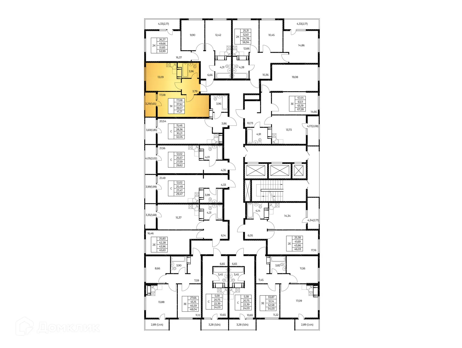 Планировка 1-комнатной квартиры 41.21 м² в ЖК Звезда Столицы 2, г. Ростов-на-Дону — фото 3