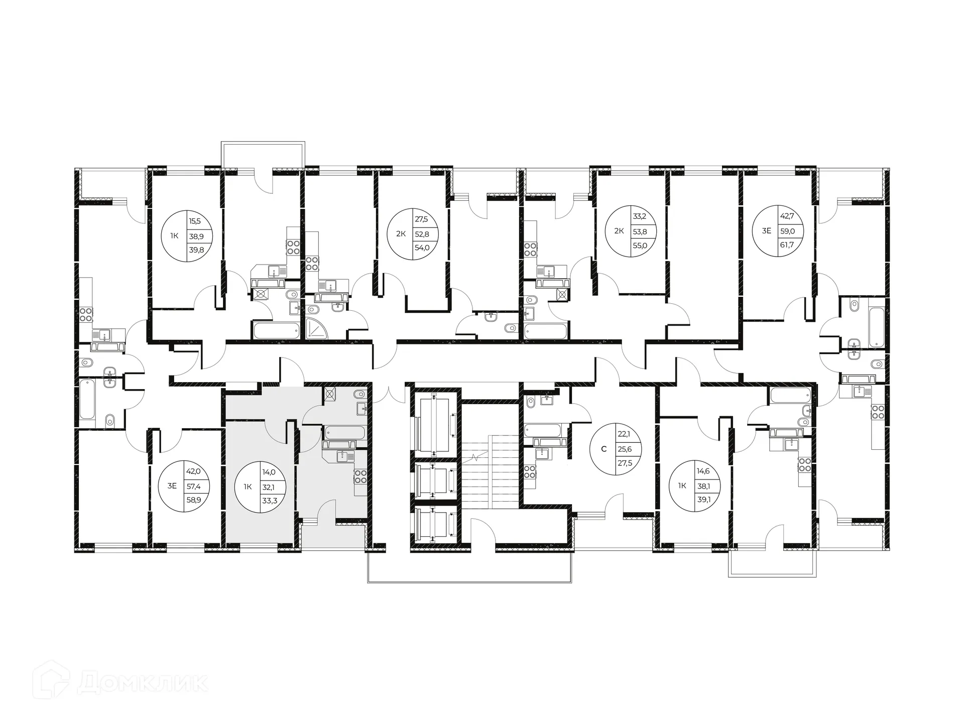 Планировка 1-комнатной квартиры 33.3 м² в ЖК Панорама на Театральном, г. Ростов-на-Дону — фото 3