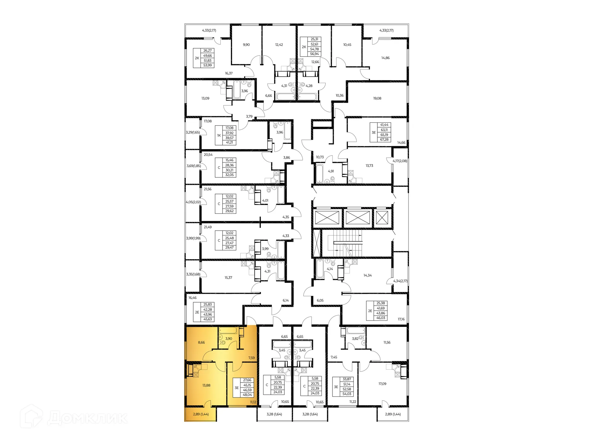 Планировка 2-комнатной квартиры 48.04 м² в ЖК Звезда Столицы 2, г. Ростов-на-Дону — фото 3