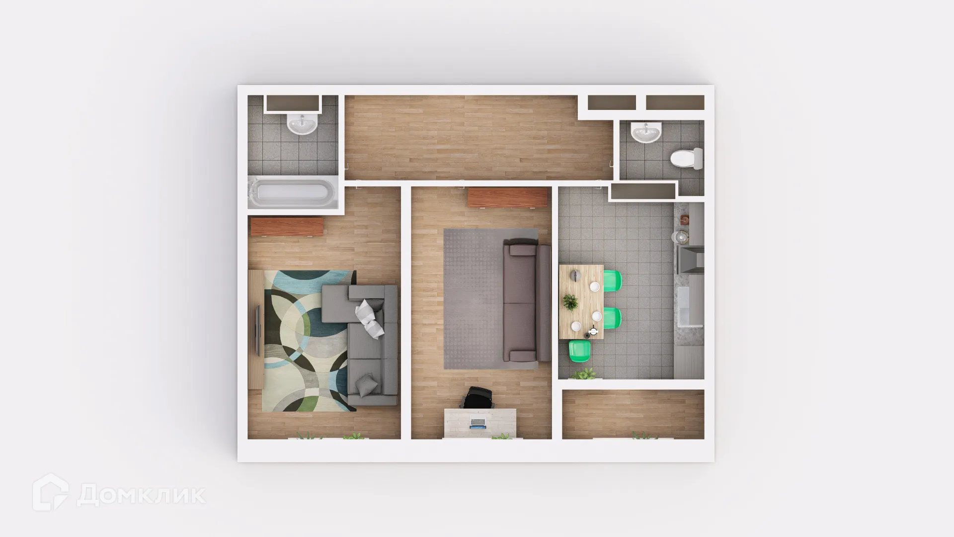 Планировка 2-комнатной квартиры 61.6 м² в ЖК Frame (Фрейм), г. Ростов-на-Дону — фото 17