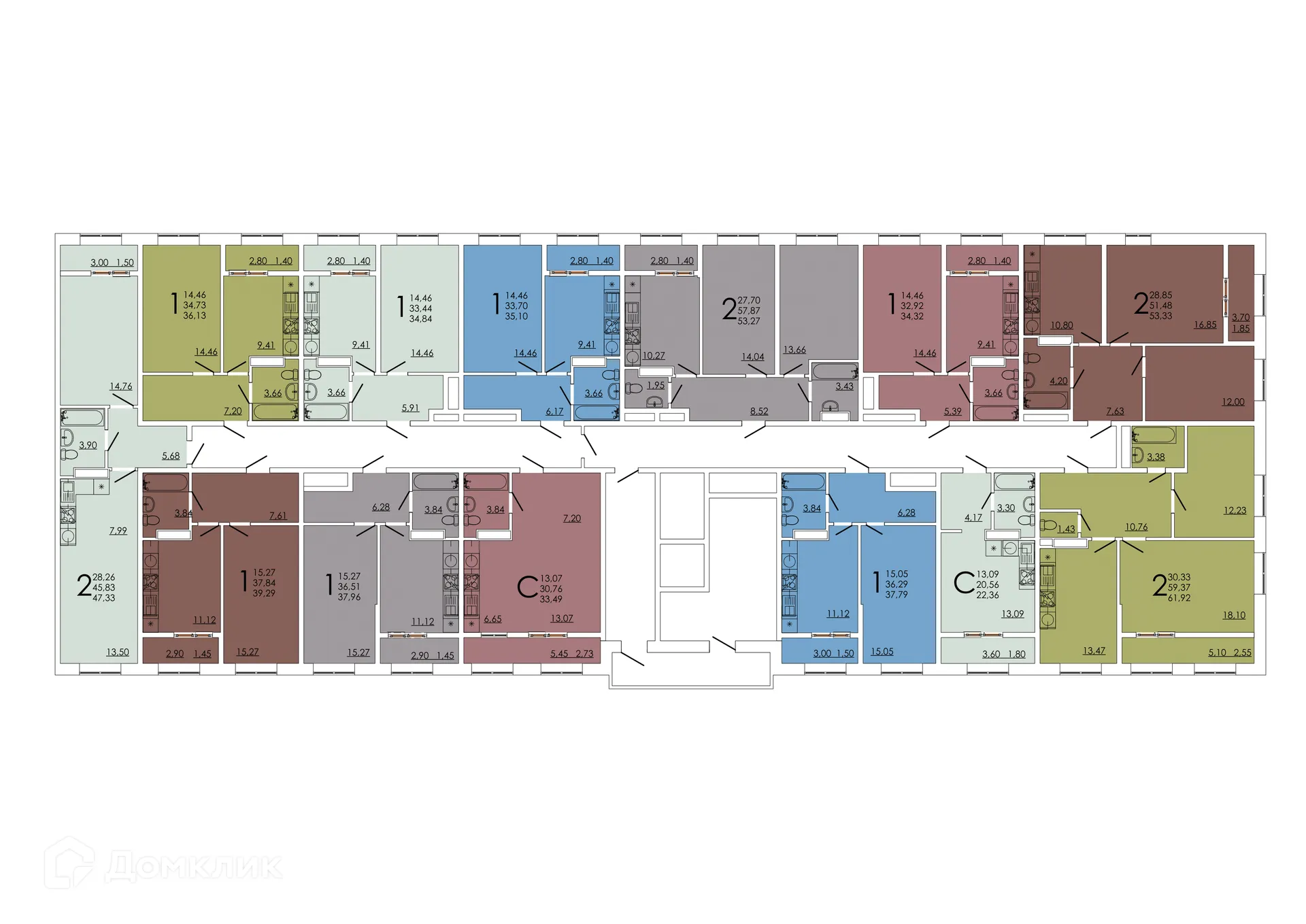 Планировка 1-комнатной квартиры 34.84 м² в ЖК Frame (Фрейм), г. Ростов-на-Дону — фото 9