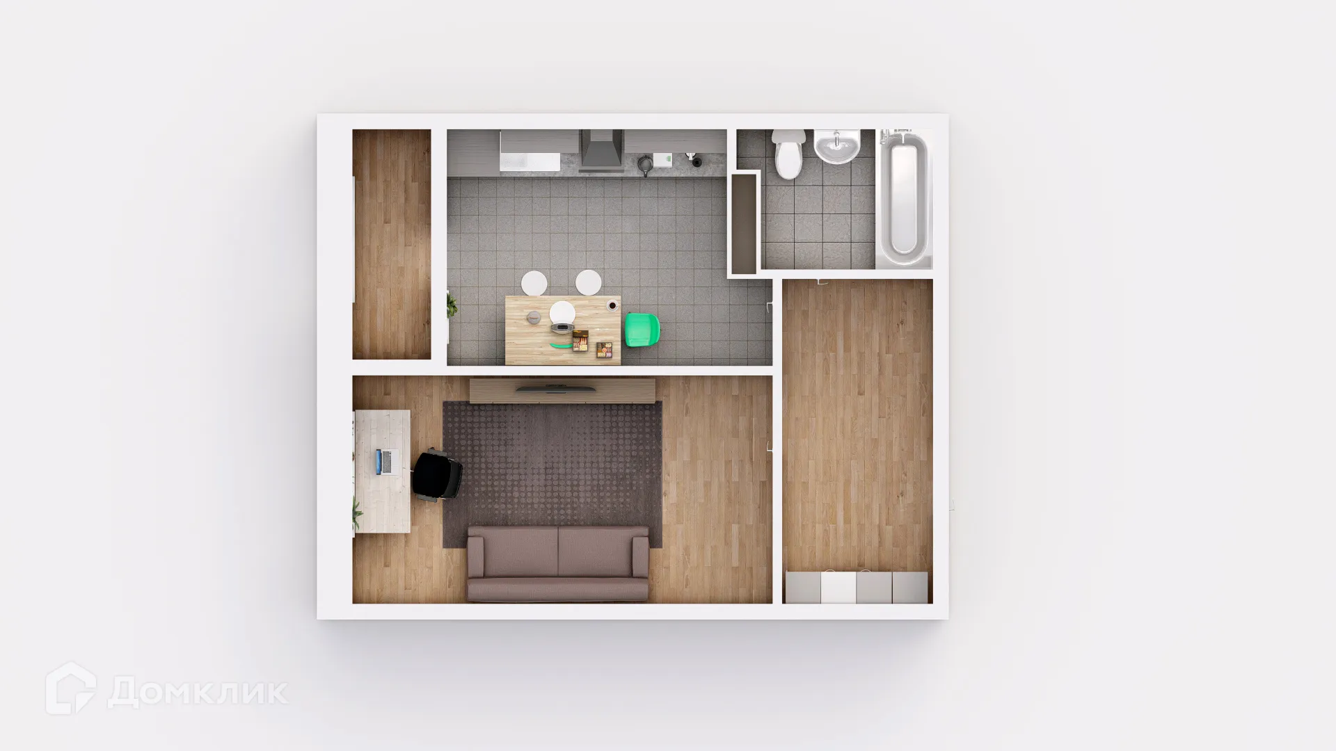 Планировка 1-комнатной квартиры 39.29 м² в ЖК Frame (Фрейм), г. Ростов-на-Дону — фото 2