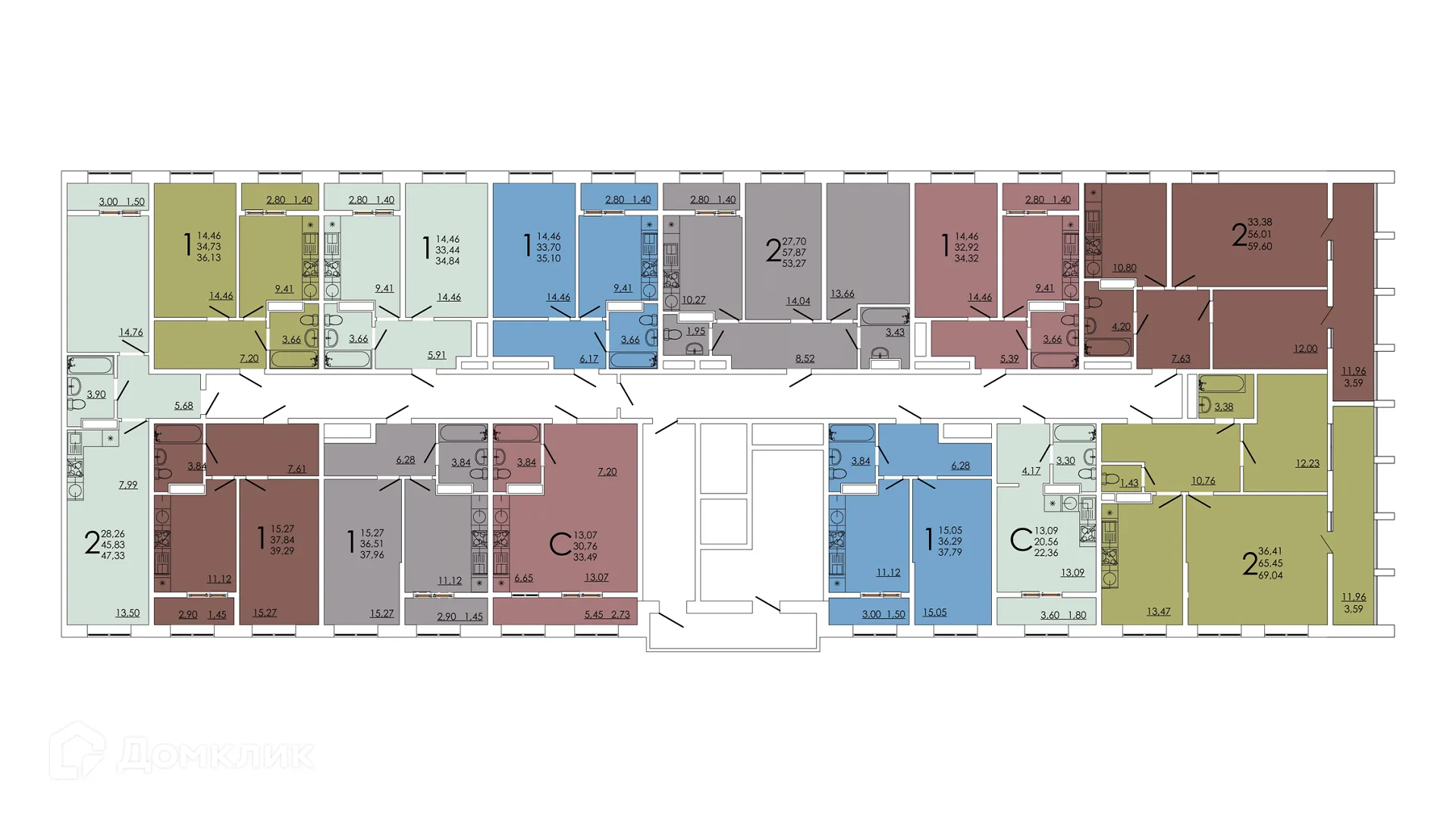 Планировка 2-комнатной квартиры 59.6 м² в ЖК Frame (Фрейм), г. Ростов-на-Дону — фото 3