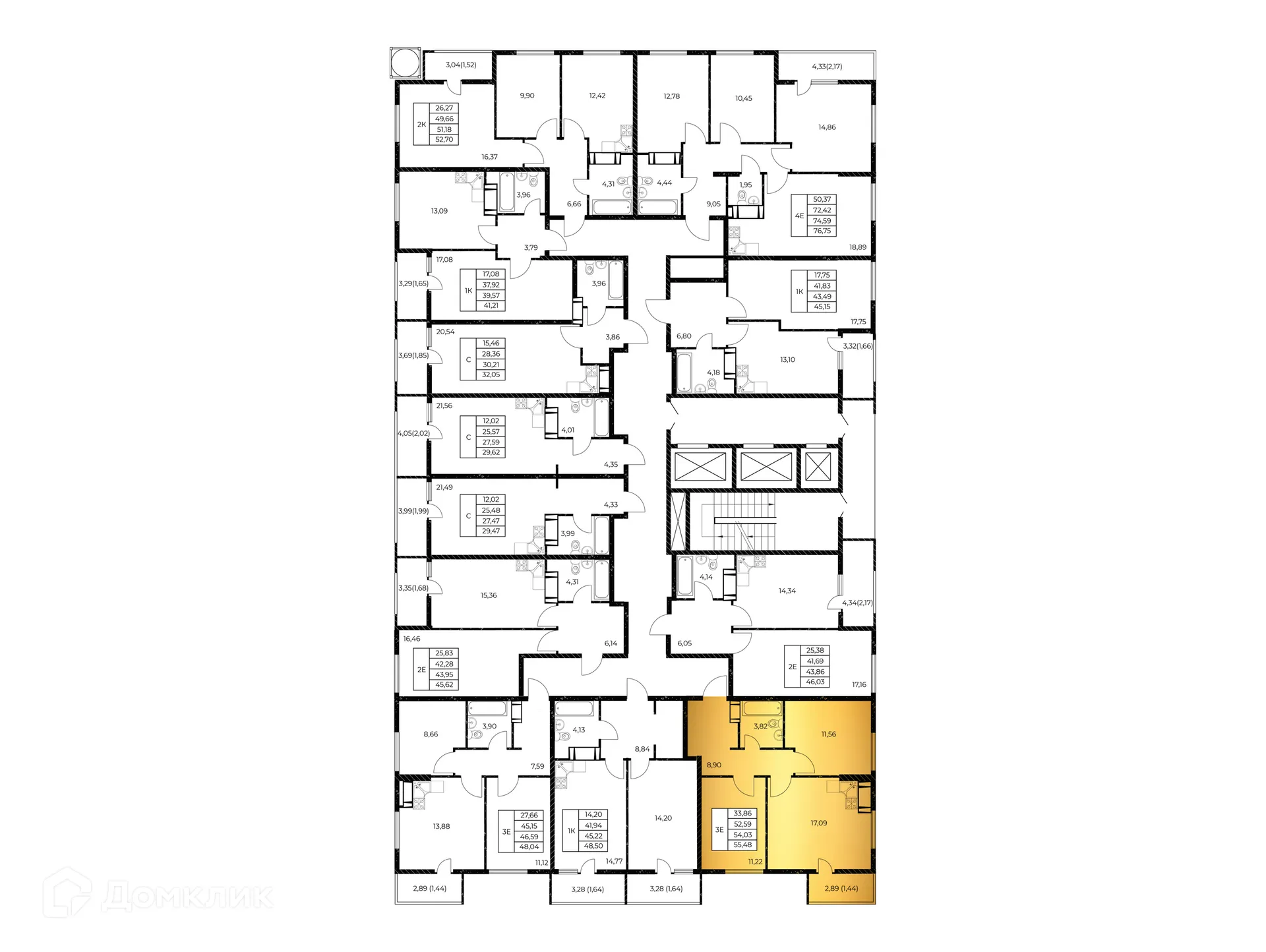 Планировка 2-комнатной квартиры 55.48 м² в ЖК Звезда Столицы 2, г. Ростов-на-Дону — фото 3
