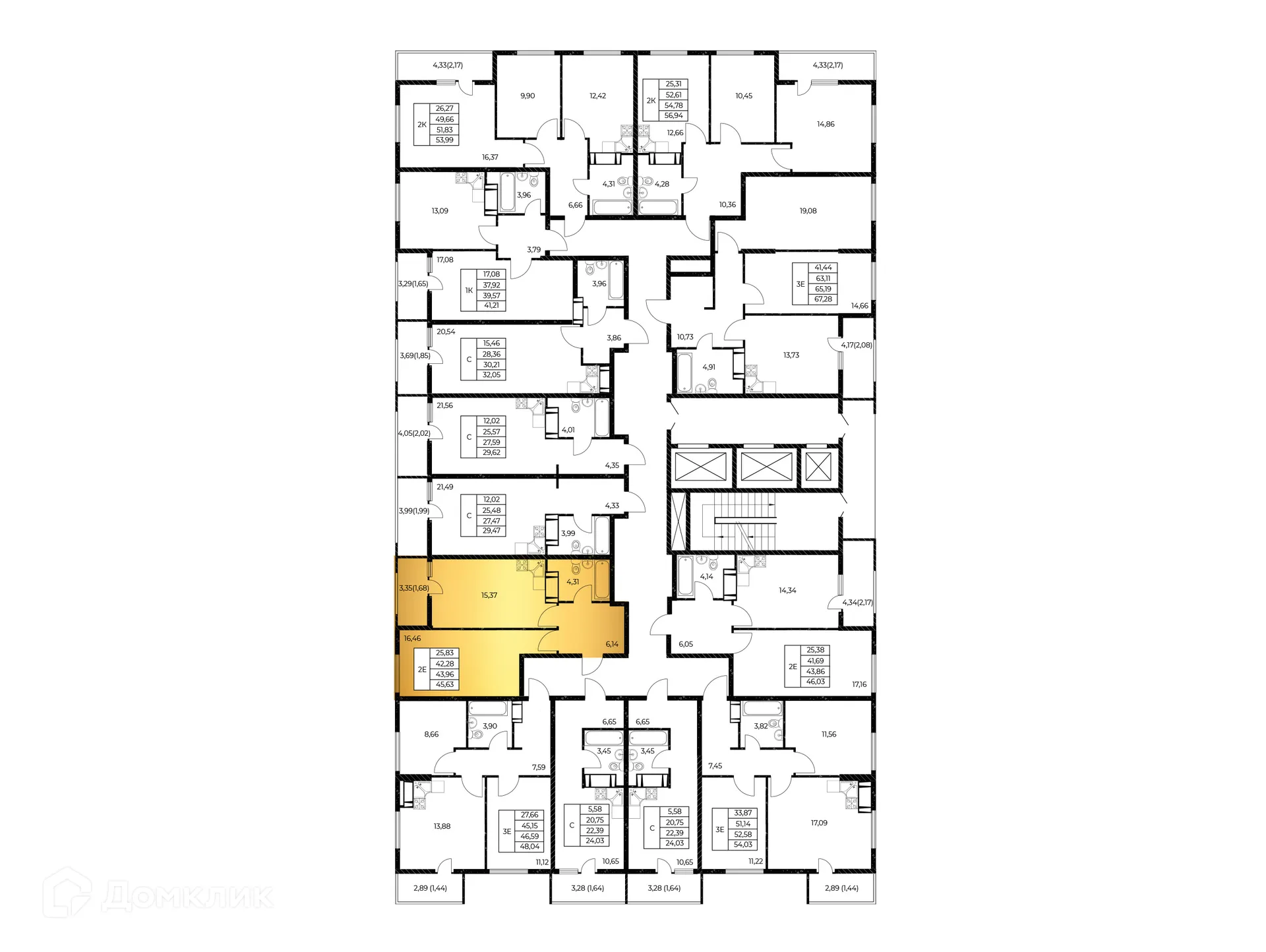 Планировка 1-комнатной квартиры 45.63 м² в ЖК Звезда Столицы 2, г. Ростов-на-Дону — фото 3