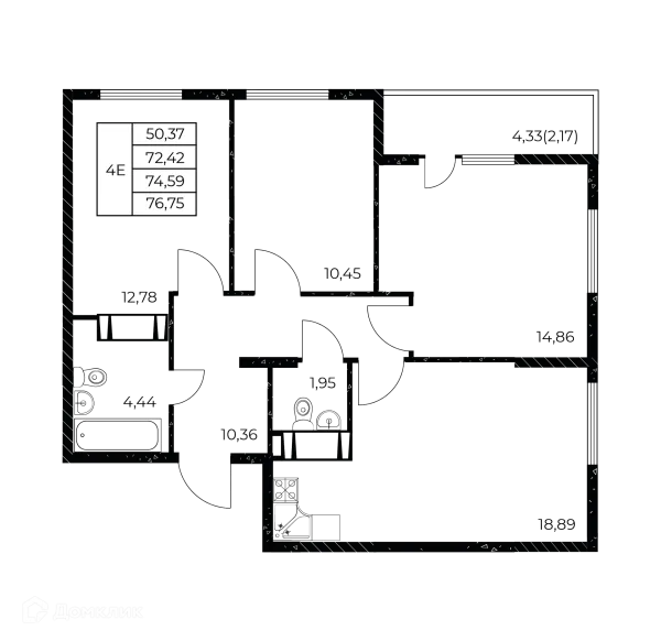 Планировка 3 комн. в ЖК Звезда Столицы 2