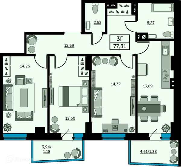 Квартира в ЖК Сердце Ростова 2