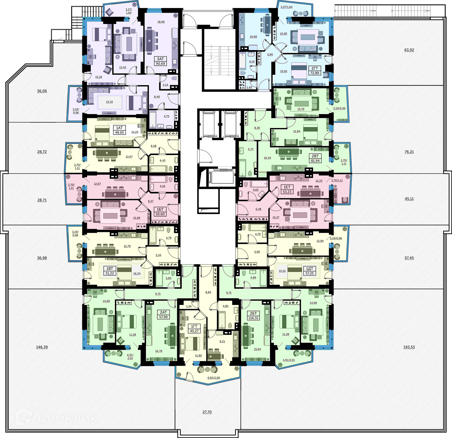 Планировка 2-комнатной квартиры 102.5 м² в ЖК Сердце Ростова 2, г. Ростов-на-Дону — фото 3