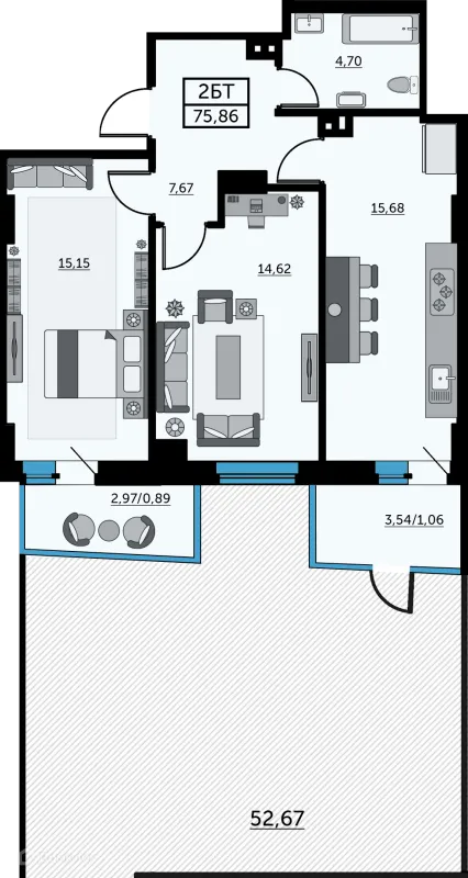 Квартира в ЖК Сердце Ростова 2