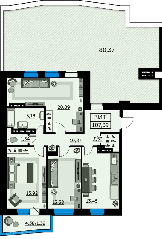 Квартира в ЖК Сердце Ростова 2